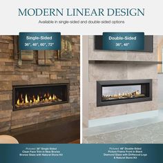 the modern linear design fireplace is available in single sided and double sided options