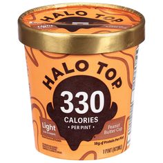 halo top calories ice cream in an orange container