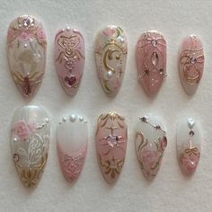 Gray Floral Nails, Regency Era Inspired Nails, Romeo And Juliet Nails, Trilogy Tour Nails, Marie Antoinette Nails, Pink Brown Nails, Victorian Nails