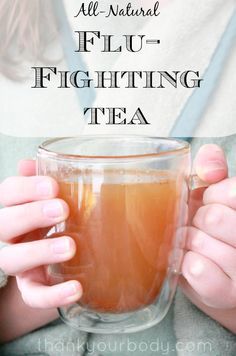 This natural, flu fighting tea soothes your cough and sore throat with honey, lemon, ginger and other immune-boosting herbs. Effective, and tastes great! Detox Kur, Natural Healing Remedies, Natural Therapy, Cold Remedies, Homemade Remedies, Sore Throat, Natural Health Remedies, Natural Home Remedies, A Cup Of Tea