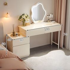 Schminktisch mit Led Spiegel Schubladen Schrank Dresser Vanity, Vanity Table, Led Mirror, Led Color, Mirror Table, Side Table, Drawers, Vanity, Led