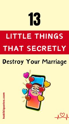 a book cover with the title 13 little things that security destroy your marriage, and an image