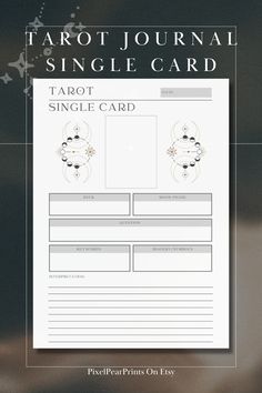 the tarot journal single card is open and ready to be used as a printable