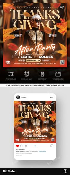 Thanksgiving Flyer Template, Print Templates | GraphicRiver Social Media