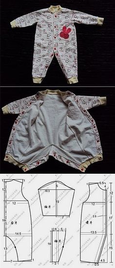 the sewing pattern for a baby's pajamas