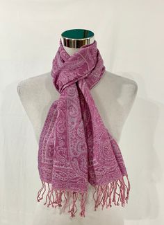 "Stay magnificent and dazzling in this warm and soft, Pink and Soft Grey Pure wool Scarf.  This Pink and Soft grey colour  scarf is hand woven from the artists at Kashmir Valley. This colourful paisley and floral jacquard, pure wool scarf is reversible, and have magnificent and cool colours like  soft Pink, Magenta, Soft Grey, and Cream.  This scarf can be worn with not only Black  or white ,but with lots of plain colours. It's good for casual wear or for everyday wear. This Pink and Soft grey, Pink Silk Scarf For Winter, Winter Gift Silk Shawl Scarf, Winter Pashmina Scarf With Paisley Print, Winter Paisley Print Pashmina Scarf, Winter Paisley Print Pashmina Scarves, Winter Pashmina Shawl With Paisley Print, Pink Pashmina Shawl For Winter, Winter Paisley Print Pashmina Shawl, Pink Winter Pashmina Shawl