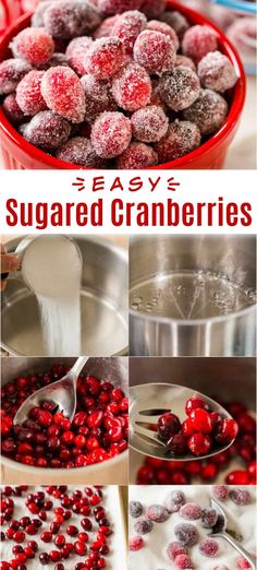 How to make easy sugared cranberries with just 3 ingredients. These candied cranberries are perfect for decorating cakes, pies, and even holiday roasts. Frosted Cranberries, Taste Of Home Frosted Cranberry Drops, Candied Cranberries For Cocktails, Cranberries In The Snow Dessert, Sugared Cranberries On Cake, Sugar Coated Cranberries Holidays, Candied Cranberries, Seasonal Baking, Cranberry Cake