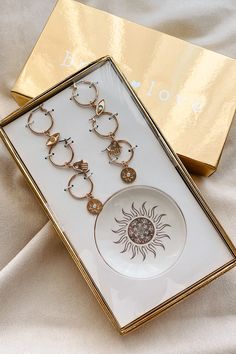 Sun Seeker Earring Gift Set (Gold) - NanaMacs Sun Earring, Sun Jewelry, 3 Earrings, Earring Gift, Sparkly Earrings, Evil Eye Charm, Jewelry Dish, Glass Color, Dainty Earrings