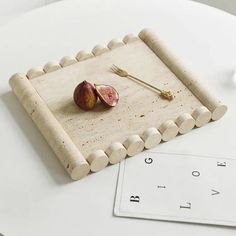 Marion Tray - v21v13 Stone Construction, Elegant Tray, Jewellery Tray, Hotel Party, Travertine Marble, Marble Tray, Travertine Stone, Biscuit Cake, Warm Beige