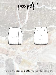 the front and back view of a women's skirt sewing pattern