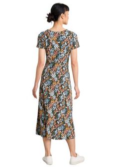 Upgrade your look with the Seasalt Cornwall Chapelle Dress. This midi-length dress is crafted from an organic cotton jersey and is finished with a stylish, soft, figure-skimming fit and is updated with an all-over print for a flattering look. | Seasalt Cornwall Women's Printed Chapelle Dress, 12 Casual Maxi Length Dress, Casual Elastane Maxi Dress For Summer, Casual Stretch Floral Print Midi Dress, Casual Summer Midi Dress In Elastane, Casual Fitted Elastane Maxi Dress, Fitted Mid-length Cotton Maxi Dress, Cotton Stretch Midi Dress Knee-length, Stretch Cotton Midi Dress Knee-length, Stretch Cotton Knee-length Midi Dress