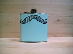 a flask with a mustache drawn on it