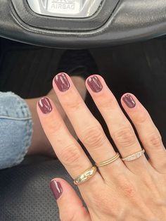 Fall Nail Shellac Colors, Shellac Nail Designs Fall, November Shellac Nails, Fall Shellac Nails Colors, Shellac Manicure Ideas, Fall Shellac Nails, Short Square Fall Nails, Round Shaped Nails, Manicure Shellac