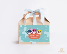 a thank you gift bag with two little mermaids on it and the words thanks for coming