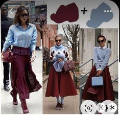 Jewel Tones Outfit Color Combos, Burgundy Color Palette Outfit, Maroon Colour Combination Outfit, Wine Color Combinations Outfits, Burgundy Outfit Ideas Color Combos, Burgundy Colour Combinations, Plum Outfit Ideas, Fashion Trends 2023 Spring Summer Women, Looks Kate Middleton