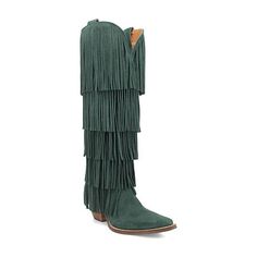 Free-spirited in design, the wild child boot features five cascading layers of fringe, creating a dynamic, textured look. Standing tall at 16 inches, it boasts a snip toe, a cushioned comfort insole, and a 2 ½ inch fashion heel. Available in a range of colors from classic neutrals like black, brown, and rust, to vibrant options like burgundy, green, white and purple, it perfectly combines Bohemian charm with contemporary fashion.Features: FringeClosure Type: Pull OnShaft Circumference: 12 InchesBoot Shaft Height: 16 InchesShoe Heel Height: 2 1/2 InchesUpper/Outer Base Material: 100% Suede LeatherShoe Lining Material: PolyesterSole Material Content: 100% Thermoplastic-RubberCalf Width: RegularToe Type: Pointed Toe, Closed ToeHeel Style: Stacked HeelCountry of Origin: Imported Heel Cowboy Boots, Cascading Layers, Boots Cowboy, Fashion Heels, Wild Child, Free Spirited, Kids Boots, Contemporary Fashion, Stacked Heel