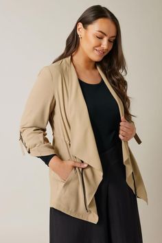 Waterfall Jacket, Size 16 Women, Jacket Collection, Leggings Sale, Denim Coat Jacket, Fashion Fits, Black Wrap Dress, Beige Brown, Workwear Dress