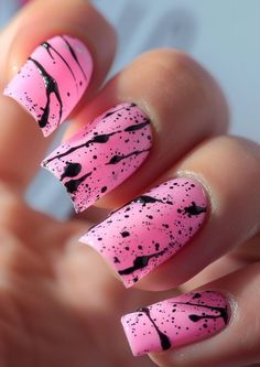 Black And Nails Pink, White Nails Design Short, Pink Purple Nail Designs, Short Pink And Black Nails, Short Black And Pink Nails, Black And Pink Nails Short, Hot Pink Black Nails, Pink And Black Nails Short, Nude And Pink Nails