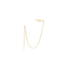 14k gold ear cuff with short hanging chain that threads through the ear and hangs down SPECIFICS• delicate tiny cable chain approx 4 1/2"• cuff approx. ⅜" diameter• chain can be adjusted to desired length Wire Ear Cuffs, Dr Accessories, Ear Cuff Chain, 14k Gold Ear Cuff, Ear Threader, Piercing Kit, Jewelry Wardrobe, Gold Shorts, Gold Ear Cuff