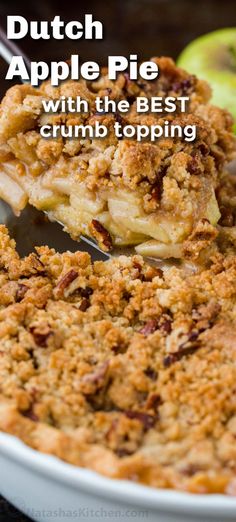 an apple pie with the best crumb topping