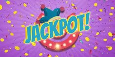 the logo for jackpot is surrounded by confetti