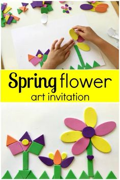 spring flower art project for kids to make with construction paper and glue on the outside