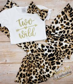 Two Wild Animal Print Birthday Outfit, Animal Print Birthday Bell Bottom Pants, Safari Party Set, Leopard Bell Bottom Pants, 2nd Birthday PROCESSING TIME IS 1 Week FROM DATE OF PURCHASE. Processing time does not include shipping which is an additional 3-5 business days. If needed sooner a rush upgrade can be chosen during checkout, please message me first. The shirt is boutique quality and is very soft. These are vinyl designs, meaning it is heat transferred onto the shirt which makes it TOP QUA Two Wild Twins Birthday, 2 Wild Birthday Party Girl Decorations, Safari Second Birthday Party, Shes Two Wild Birthday Party, Two Wild Birthday Party Girl Outfit, Born 2 Be Wild Birthday Party, Born Two Be Wild Birthday Party, Two Wild Girl Birthday Party, Born 2 Be Wild Birthday Girl