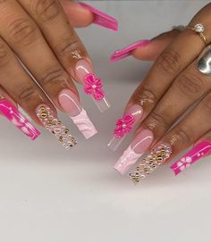 Flower Nails Design, Spring Manicure, Nails For Summer, Punk Nails, Flower Nail Designs, French Acrylic Nails, Really Cute Nails, Manicure Nails