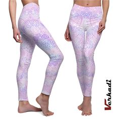 Discover the perfect blend of style and comfort with our "Bohemian Purple Henna Pattern Leggings." Crafted for the modern woman who cherishes individuality and comfort, these leggings boast a captivating henna-inspired pattern that will turn heads and uplift spirits. Each legging is a canvas featuring intricate mandala designs in varying shades of purple, from soft lilac to deep violet, symbolizing wisdom, dignity, and peace. The high-waisted design provides a secure and flattering fit, ensuring Bohemian Leggings For Festivals, Bohemian Stretch Leggings, Bohemian Fitted Leggings For Festivals, Fitted Bohemian Leggings For Festival, Purple Henna, Bohemian Leggings, Boho Purple, Intricate Mandala, Gym Tights