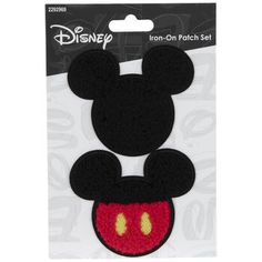 mickey mouse iron - on patch set in black and red with yellow eyes, ears and nose