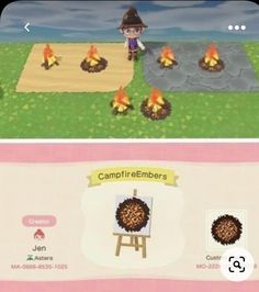 an animal crossing game is being played on the nintendo wii, and it looks like they are playing campfire embers