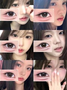 How To Put Contacts In Eye, Makeup Chubby Face, Korean Eyes, Eye Enlarging Makeup, Make Up Korean, Anime Eye Makeup, Gyaru Makeup, Simple Makeup Tips, Doll Eye Makeup