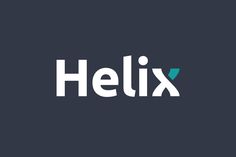 the logo for helix is shown on a dark background with blue and green accents