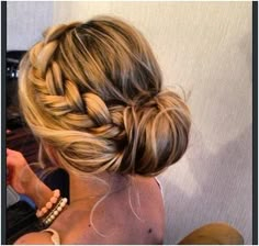 Simple Bun Updos Pairs with Loose Braid: POST YOUR FREE LISTING TODAY! Hair News Network. All Hair. All The Time. http://www.HairNewsNetwork.com Side Bun Hairstyles, Hair Bun Tutorial, Braid Hair, Hair Updos