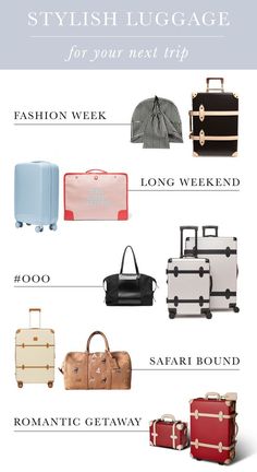 The Best Luggage for Traveling in Style | Chic suitcases for fashionable travel, with cute luggage sets and the prettiest suitcase options online. Because luggage with personality is always more fun than another black roller bag! #travelinstyle #cuteluggage #traveltips Best Travel Luggage, Best Suitcases, Stylish Luggage