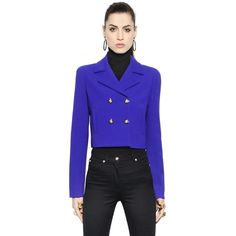 VERSACE Cropped Structured Wool Jacket ($1,913) ❤ liked on Polyvore featuring outerwear, jackets, purple, double breasted jacket, double breasted wool jacket, cropped jacket, purple jacket and cropped wool jacket Structured Jacket, Purple Jacket, Double Breasted Jacket, Luxury Shopping, Cropped Jacket, Luxury Shop, Cold Outside, Crop Jacket, Wool Jacket