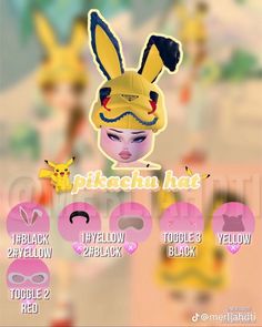 the pokemon hat has many different types of ears and headgear, including pikachu