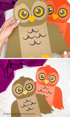 an owl craft made from construction paper and cut out with scissors to make it look like owls