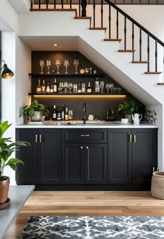 Staircase Storage Under Stairs Under The Stairs Dry Bar, Understairs Space Ideas, Fridge Under Stairs, Bar Under Staircase, Under The Stairs Pantry Ideas, Storage Under Stairs Ideas, Staircase Storage Under Stairs, Under Stairs Storage Closet, Staircase Cabinet