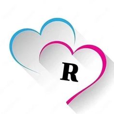 two hearts with the letter r in it's middle and one heart on top