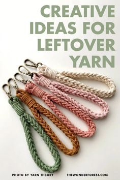 four different colored braided lanyards on white background