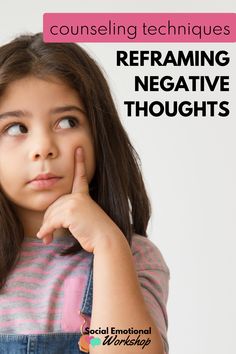 Many students you see for counseling struggle with negative thinking patterns. Teach them how to reframe those thoughts and change their outlook with a simple step by step process. This CBT strategy is perfect for school counselors seeing students struggling with anxiety or anger management. College Psychology, Thoughts For Kids, Reframe Negative Thoughts, School Counsellor, Counseling Techniques, Thinking Patterns, Cbt Therapy