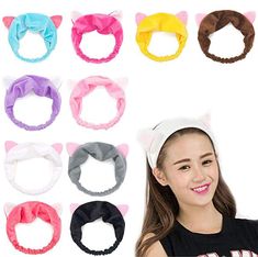 10pc Elastic Cat Ear Headbands,Headband for Women and Girls Wash Face Makeup Running Sport Spa Party,Rose, Watermelon,White, Coffee, Grey,Lake Blue, Pink, Yellow, Purple, Black, Large -- See this great product. (As an Amazon Associate I earn from qualifying purchases) Makeup Hairband, Cat Ear Headband, Cat Ears Headband, Spa Headband, Hair Band For Girl, Ear Hair, Cat Ear, Elastic Hair Bands, Ear Headbands