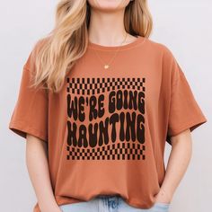 Step into the spooky season in style with our Retro Comfort Colors I Going Haunting Shirt, perfect for celebrating Halloween and the cozy fall months. Crafted from high-quality Comfort Colors fabric, this cute fall Halloween tee is designed for both comfort and style. The fun design and oversized shirt create a vintage-inspired look that's both trendy and festive. Whether you're heading to a Halloween party, trick-or-treating with the kids, or just enjoying a cozy autumn day, this women's Halloween t-shirt is your go-to choice. Available in various sizes, this top offers a relaxed fit, making it perfect for layering or wearing on its own. Treat yourself or gift it to a loved one who adores all things spooky and stylish! Features: Soft, high-quality Comfort Colors® fabric Adorable design Pe Fall Months, Cozy Autumn, Halloween Tees, Autumn Cozy, Oversized Top, Halloween T Shirt, T Shirt Oversized, Fun Design, Halloween Women