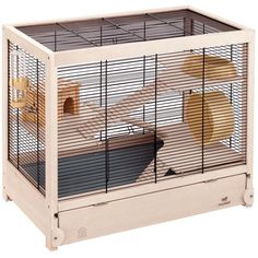 a small bird cage with two birds inside