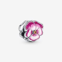 Pink Pansy Flower Charm | Sterling silver | Pandora US Pandora Pink, Pansy Flower, Diy Jewelry Gifts, Charms Pandora, Pandora Beads, Bracelet Pandora, Pansies Flowers