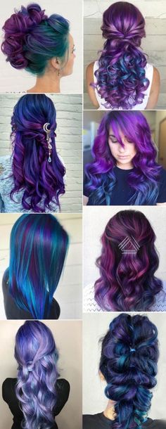 Cabelos Purple And Blue Hair, Hot Season, Types Of Hair, Blue Highlights, Bright Hair, Mermaid Hair, Rainbow Hair, Cool Hair Color, Purple Hair