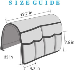 the size guide for a mailbox with its top open and bottom closed to show it's width