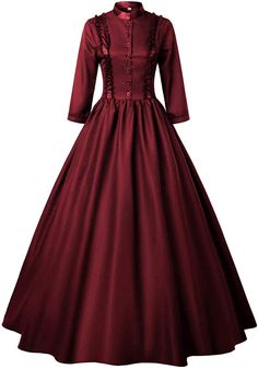 PRICES MAY VARY. Material: This victorian rococo dress is made of high quality Poplin, soft and comfortable to wear; Package Included: 1* Women Victorian Costume dress; The very full floor length skirt is gathered into the waist of the bodice - large enough to accommodate a hoop Features: The fitted bodice features a narrow panel of pleated black taffeta framed in black gimp, which frames the front and back panels in a figure-flattering line. A standup black taffeta collar finishes the high neck Ball Gown Masquerade, Victorian Costume Halloween, Elegantes Party Outfit, Corset Halloween Costumes, Masquerade Dress, Gothic Victorian Dresses, Rococo Dress, Victorian Dresses, Medieval Gothic