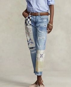 26 is like a size 2 but pls look at all measurements in pics Upcycled Denim Diy, Quilted Clothes, Polo Ralph Lauren Women, Boyfriend Jean, Patchwork Jeans, Denim And Lace, Jeans Boyfriend, Upcycle Clothes, Style Ideas